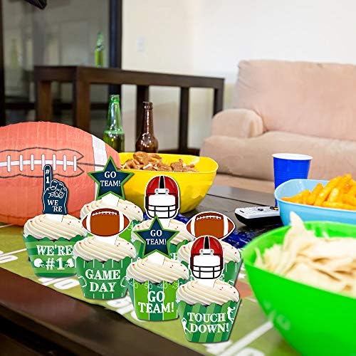 48pcs Football Cupcake Topper Wrapper Party Supplies Decoration Sports Game Day SUPER BOWL Sunday