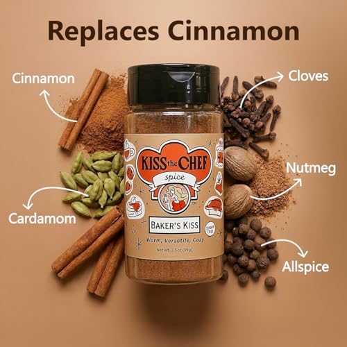 Kiss the Chef Baker's Kiss Cinnamon Cardamom Spice Blend 3.5 oz – Warm Spice for Baking, Coffee, Cocktails & Ice Cream – All-Season – Sugar Free, Gluten Free, No Seed Oils