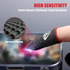 Ptwola 6 Pieces Gaming Finger Sleeves Anti Sweat Gaming Thumb Sleeve Silver Fiber Thin Mobile Finger Protectors Smooth Feel Gamer Gloves Accessories for Most Touchscreen Devices Tablet Phone