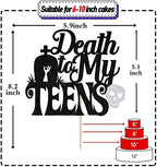 Black Glitter Death to My Teens Cake Topper, Time to Adult 18th Birthday Cake Decor, Old English Themed 16th/17th/18th/19th/20th/21st Birthday Party Decoragtions Supplies