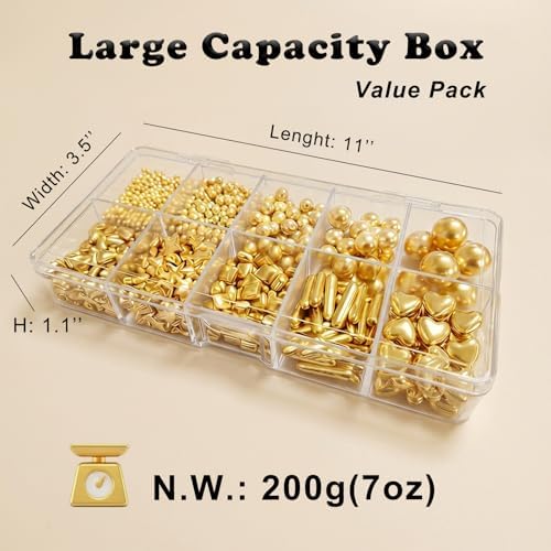 HIFUNBK Gold Mix Sprinkle For Cupcake Topper with Gift Box Pack, 10 Different Shape Sugar Candy Dragee for Cake Baking Decoration, 200g