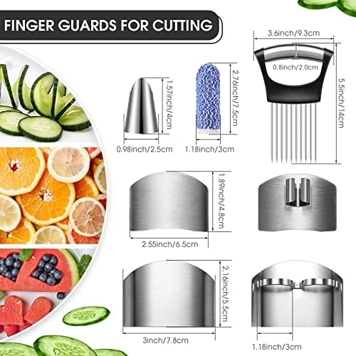 Chengu 9 Pieces Finger Guard for Cutting Vegetables, Stainless Steel Protector, Knife, Thumb Peelers Onion Holder Slicer Kitchen Tool Avoid Hurting When Slicing and Chopping