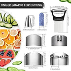 Chengu 9 Pieces Finger Guard for Cutting Vegetables, Stainless Steel Protector, Knife, Thumb Peelers Onion Holder Slicer Kitchen Tool Avoid Hurting When Slicing and Chopping