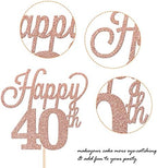 1 Pack Happy 40th Cake Topper Black Glitter Number 40 Forty Birthday Cake Pick Decorations for Cheers to 40 Years Old 40th Birthday Wedding Anniversary Party Supplies Rose Gold