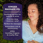 Badger Ginger Massage Oil, 100% Organic Massage Oil, w/Arnica Oil & Cayenne for Warming Soothing Deep Tissue Sore Muscle Relief, 4 fl oz Glass Bottle