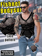EHSUYAB Mens Lingerie, Sexy Gift For Him Body Stockings, Fishnet Bodysuit Lace Jumpsuit Rave Outfits Glow Party Club