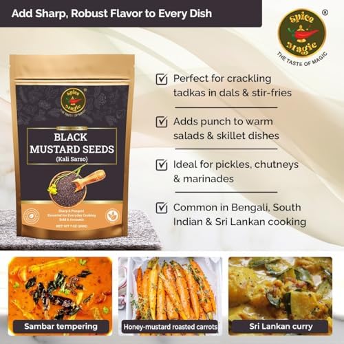 Spice Magic Black Mustard Seed ~ 100% Pure, Aromatic & Natural | 7oz (200g) I Kali Rai | Non-GMO | Indian Origin