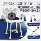 Shower Chair for Seniors Elderly Handicap Disabled Or Bariatric Adults Heavy Duty 500 Lbs Bench Seat for Inside Shower Stall and Bathroom Bath Tub with Arms and Back Adjustable Stool Chairs