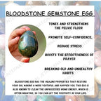 Natural Bloodstone Egg 2 Inch – Hand Carved Healing Crystal Egg for Energy, Chakra Balancing, Reiki, Meditation & Home Décor – Polished Gemstone Egg