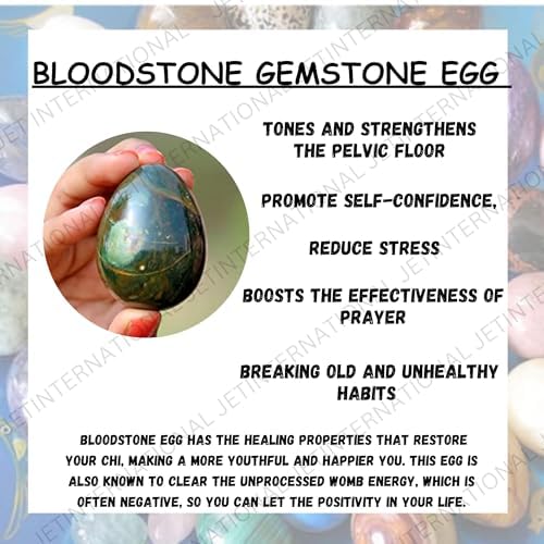 Natural Bloodstone Egg 2 Inch – Hand Carved Healing Crystal Egg for Energy, Chakra Balancing, Reiki, Meditation & Home Décor – Polished Gemstone Egg