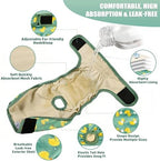 Langsprit Female Dog Diapers for Doggie Puppy,Reusable Dog Period Diapers Female for Heat Peeing,Small Medium Large Doggy Diaper Washable,Dogs Pants 5 Pack, Duck, Medium
