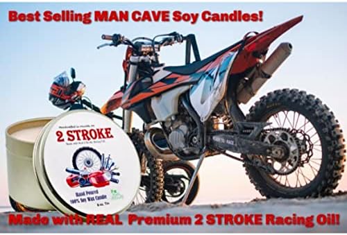 2 Stroke Engine Dirt Bike Race Fuel Aroma Soy Candle | Unique Hand Poured Gift | Motocross | Man Cave | 8 oz