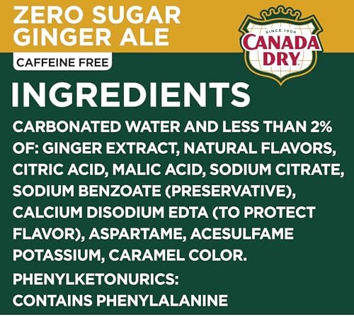 Canada Dry Zero Sugar Ginger Ale Soda, 12 fl oz cans, 12 pack