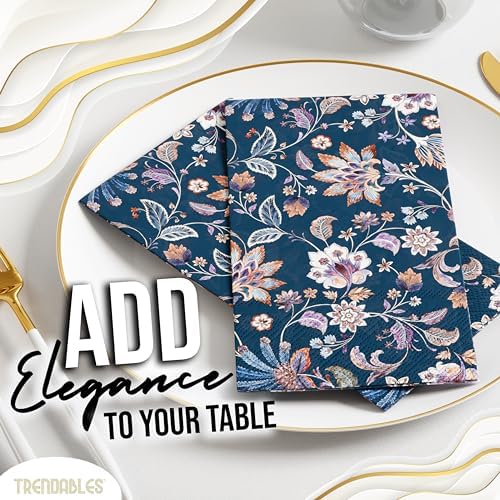 Trendables Floral Napkins for decoupage 100 Pcs 3 Ply floral paper napkins decorative Guest Towels Disposable Bathroom, Flower Design For Tea Party Decorations, Dinners & Weddings