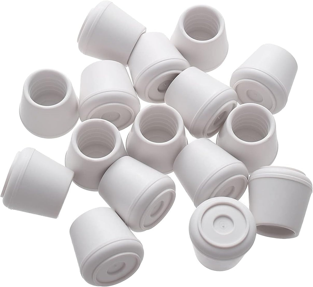 Furnigear Chair Leg Tips Caps Non-Slip Rubber Leg Tips 7/8” Inner Diameter Chair Leg Floor Protectors Round White, 16 Pack