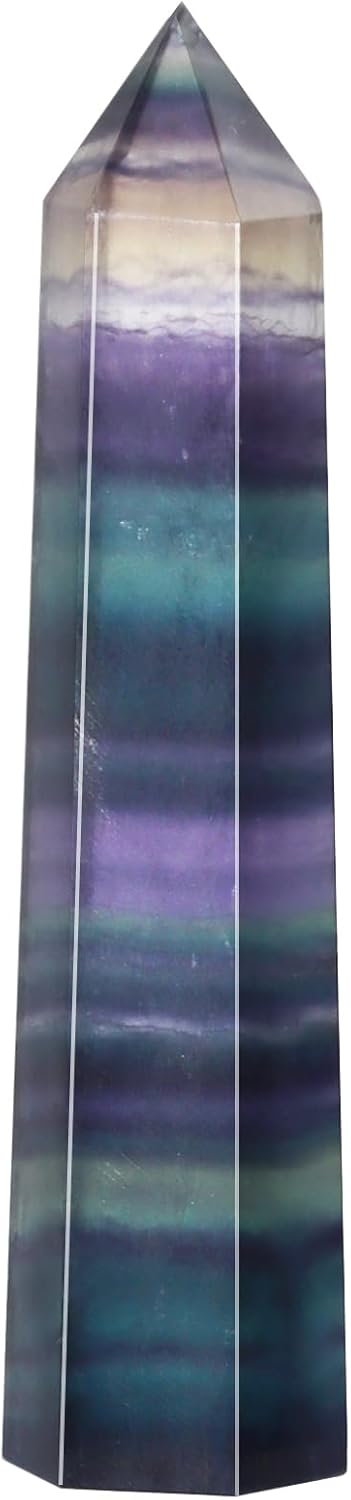 Fluorite Healing Crystals Wand, 3" Natural Crystals and Healing Stones, Polishing Reiki Energy Gemstones Crystal Points for Meditation Spiritual Decor Gifts for Women (Rainbow Fluorite-Large)