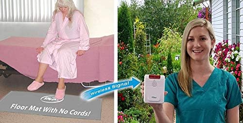 Smart Caregiver Cordless Monitor with Cordless 24in x 36in Gray Floor Mat - Get to Them so They Don't Walk Alone!