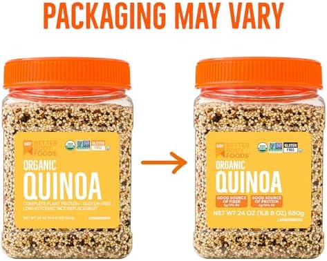 BetterBody Foods Organic Quinoa, Vegan, Gluten Free, Low Glycemic Rice Replacement, 24 ounce