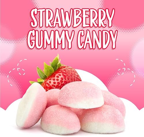Strawberry Gummy Candy | 2-Pound Bag | Pink Candy for Baby Shower Favors | Gender Reveal Party Favors | Puffy Gummies for Candy Buffets, Snacking & Gifting