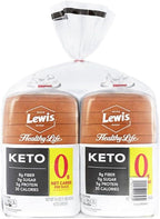 Lewis Healthy Life White Keto Bread - Zero Net Carbs & Sugar Free - High Fiber, Low Calorie - Keto & Paleo Friendly - 16 Oz Loaf (Pack of 2)