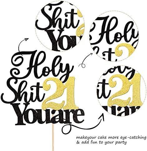1 PCS Happy 21st Birthday Cake Topper Glitter 21 Fabulous Twenty One Cheers to 21 Years Cake Pick for Funny Happy 21st Birthday Party Cake Decorations Supplies
