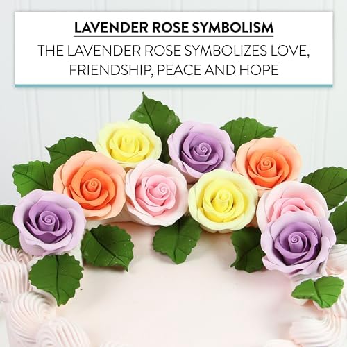 Global Sugar Art Premium Edible Roses, Lavender, Unwired, Medium 1.5 inches, 12 Count by Chef Alan Tetreault