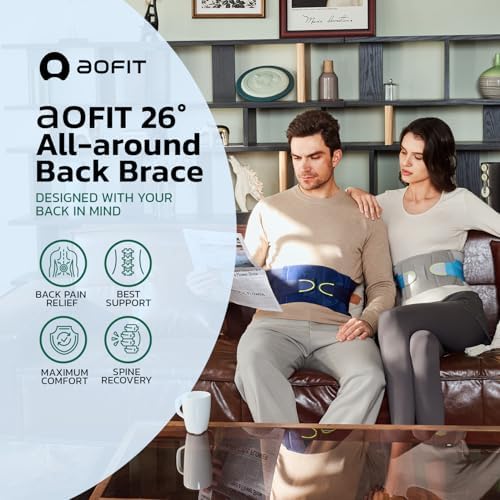 aoFIT Back Brace for Lower Back Pain Relief, Adjustable Lumbar Support Belt with Steel Plates, Dual Compression, Breathable 3D Knit Fabric, Slim Waist Design for Work, Gym, Sciatica, Herniated Disc L