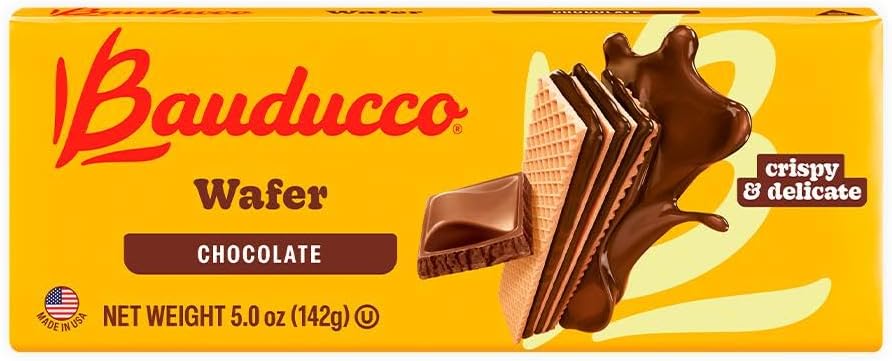 Bauducco Chocolate Wafers - Crispy Wafer Cookies With 3 Delicious, Indulgent, Decadent Layers of Chocolate Flavored Cream - Delicious Sweet Snack or Desert - 5.0 oz (Pack of 1)
