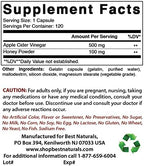 Best Naturals Apple Cider Vinegar Plus 600 Mg 120 Capsules - Vinegar Capsules for Healthier Digestion, Cleanse Body Naturally (Pack of 2)