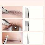 4pcs Precision Stainless Steel Tweezers Set, Eyebrow & Facial Hair Removal, Splinter, Blackhead, Slant Tip, Angle Tip, Pointed Tip, Women's Hair Removal Tools