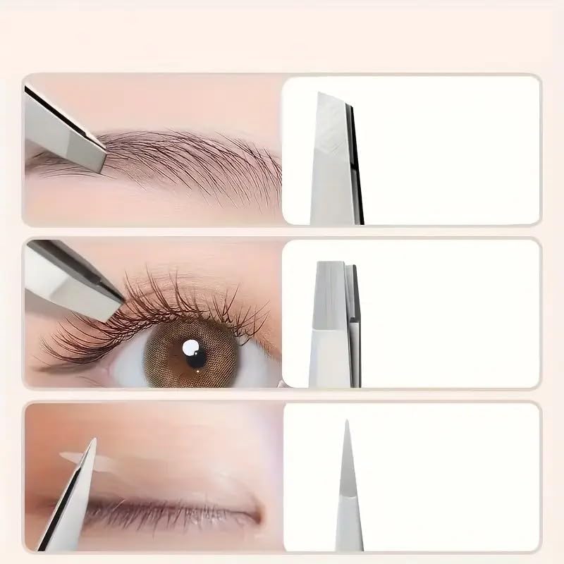 4pcs Precision Stainless Steel Tweezers Set, Eyebrow & Facial Hair Removal, Splinter, Blackhead, Slant Tip, Angle Tip, Pointed Tip, Women's Hair Removal Tools
