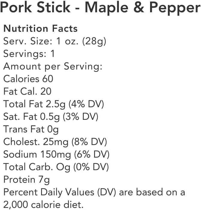 Big Fork Maple & Pepper Pork Snack Sticks – Small-Batch, Hickory-Smoked Meat Sticks | 100% Berkshire Pork with Real Maple & Black Pepper | Keto, Paleo, Gluten-Free, High-Protein Snack | 6 Count (1 oz Each)
