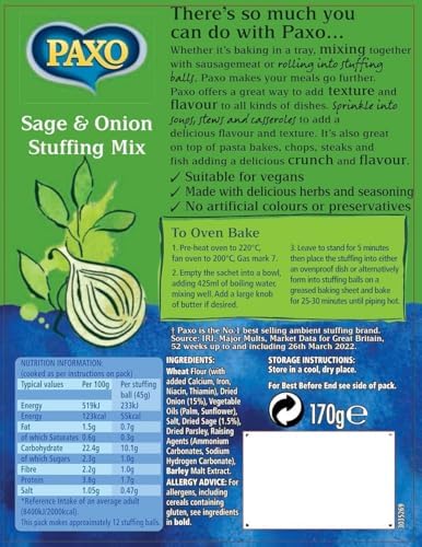 Paxo Sage & Onion Stuffing - 170grams - (6 ounces)