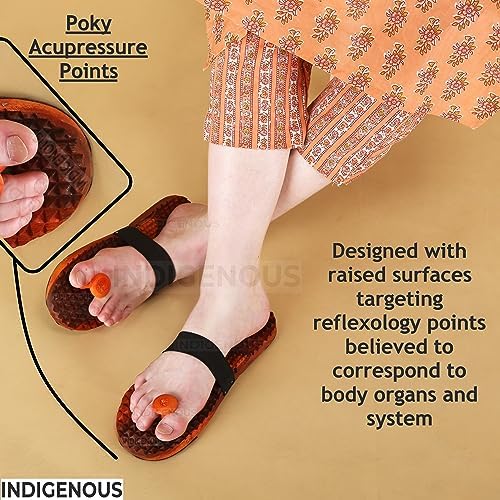 INDIGENOUS Wooden Acupressure Massager Khadau Health Care Slippers for Acupuncture or Acupressure Therapy/Therapeutic/Great Relaxing Slippers for Both Men and Women (6)