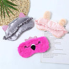 4 Pack Sleeping Mask for Girls Soft Plush Blindfold Cute Rabbit Pig Flamingo Cat Sleep Masks Eye Cover Eyeshade for Kids Teens Women Plane Travel Nap Night Sleeping