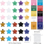 30pcs Star Shaped Rocks Stones Natural Rose Quartz Amethyst Star Stone Healing Crystals Gemstones Set Bulk Love Worry Stone Chakra Reiki Gifts for Women