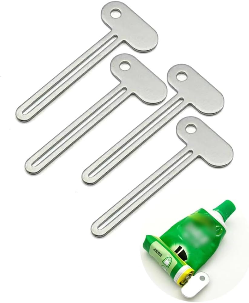 3 Inch Toothpaste Squeezer,4 Pieces Toothpaste Roller Presser Keys,Metal Tube Squeezing Gel Extruder Rolling Aids for Bathroom