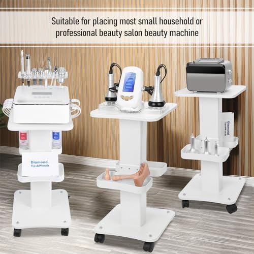 Esthetician Cart with Wheels and 2 Trays, 4 Tier Salon and Spa Equipment Trolley Carts, Beauty Machine Trolley, Load 135lbs