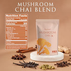 Bunkell Mushroom Chai, Adaptogenic 6 Mushrooms with Lion's Mane, Reishi, Cordyceps, Shiitake, King Trumpet & Turkey Tail, Chai Powder for Energy, Focus, Digestion & Immune Support, 20 Servings 1 Pack