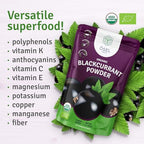 ÖSEL BERRY Organic Black Currant Powder 3oz USDA Certified - No Sugar Added, Freeze Dried, Black Current Powder Organic, Ideal for Smoothies, Baking and Flavoring, No Fillers or Additives