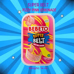 Bebeto Sour Candy Belts – Fizzy Pink Lemonade Flavor, Sugar-Coated Ribbon Candy, Vegan Soft Chewy Candy, 14 oz (400g), by Kervan