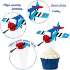 Airplane Cupcake Toppers Airplane Birthday Party Decorations 48PCS Plane Cupcake Picks Aircraft Helicopter Cake Decor for Aviation Theme Pilot Baby Shower Birthday Party Supplies