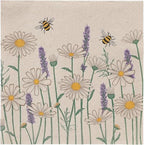 Table Kind 100 x Soft Recycled Floral Napkins Wildflower Napkins for Decoupage Daisy Bee Pretty Disposable Party Serviettes for Spring Weddings, Tea Parties, Birthday, Eco-Friendly, Compostable