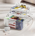 3-Tier 12 x 9 x 7 Medicine Organizer, Medicine Cabinet Organizer with Portable Pill Case, Multipurpose Plastic Box for Storage Empty First Aid Box