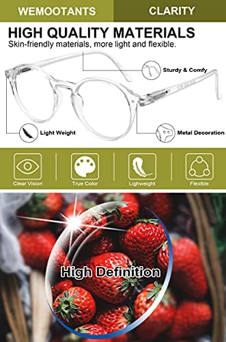 Round Reading Glasses Women Retro Nerd Readers Lightweight 1.00 1.25 1.50 1.75 2.00 2.25 2.50 2.75 3.00 3.25 3.50 3.75 4.00 5.00 6.00 (Transparent, 275)