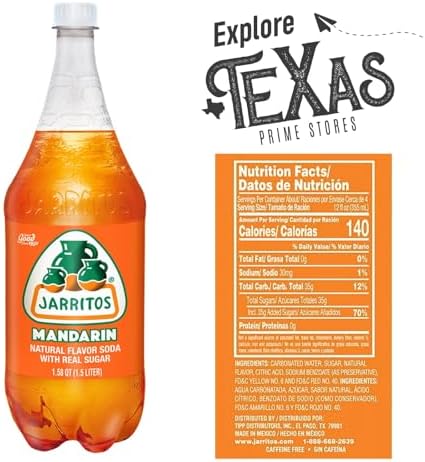 Jarritos 5-Pack of Mandarin Mexican Soft Drink Plastic Bottle 50.7 fl oz (1.5 lt) Made with 100% Natural Sugar