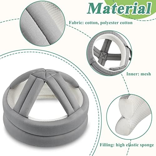 Woanger 2 Pcs Anti Fall Elder Head Safety Helmet for Adults Special Needs Thick Soft Protective Hat Adjustable Seniors Fall Prevention Head Protection Cap Elderly Helmet for Injury Protection (Gray)