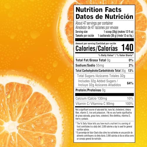 Tang Orange Naturally Flavored Powdered Soft Drink Mix, 2 ct Pack, 58.9 oz Canisters