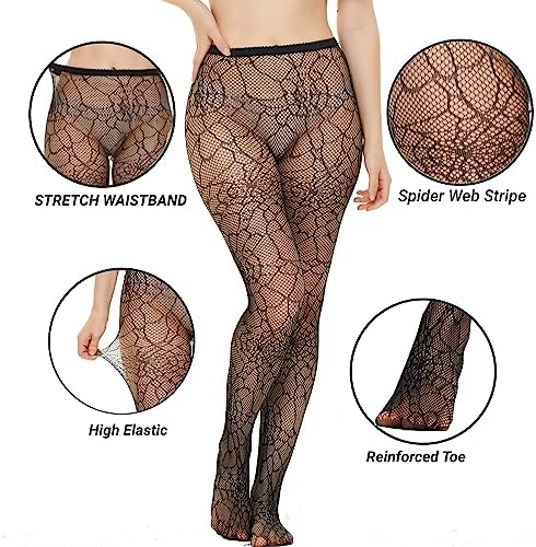 WEANMIX Fishnet Stockings Lace Patterned Tights High Waist Pantyhose Fishnets for Women