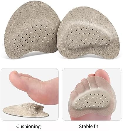 2 Pairs Leather Forefoot Rest Heel Cushion Inserts Ball of Foot Cushion Pads Anti-Shoes Pads Sole Protectors Adhesive Shoe Sole Protectors Half Foot Pads (2 Thick)